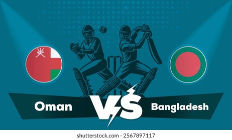 Oman VS Bangladesh Match , Bangladesh Vs Oman cricket match , Cricket match concept with creative illustration.eps