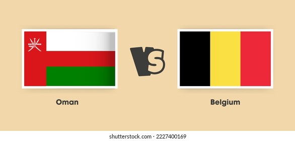 Oman gegen Belgien Flaggen nebeneinander angeordnet. Kreative, stylische nationale Flaggen von Oman gegen Belgien mit Hintergrund