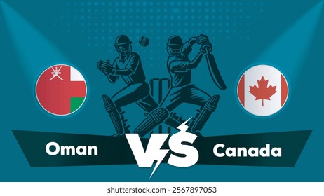 Oman VS Canada , Canada Vs Oman 
 cricket match , Cricket match concept with creative illustration.eps