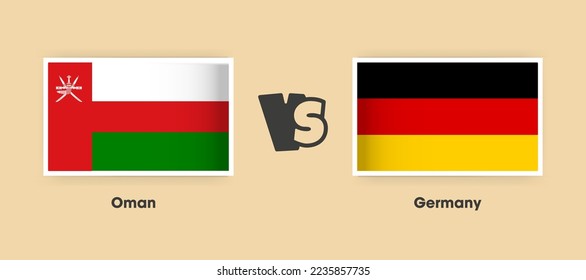 Oman vs Germany flags placed side by side. Creative stylish national flags of Oman vs Germany with background