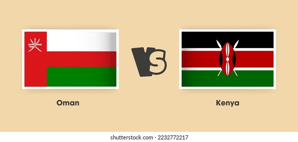 Oman vs Kenya flags placed side by side. Creative stylish national flags of Oman vs Kenya with background