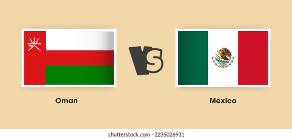 Banderas de Omán vs México colocadas una al lado de la otra. Banderas nacionales creativas y elegantes de Omán vs México con antecedentes