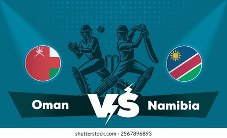 Oman VS Namibia , Namibia Vs Oman 
 cricket match , Cricket match concept with creative illustration.eps