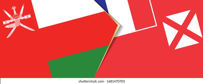 Banderas de Omán y Wallis y Futuna, dos banderas vectoriales símbolo de relación o confrontación.