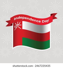 Oman Wavy Flag Independence Day Banner Background