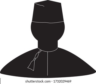 Omani Arabic Man Face Icon Shape In Traditional Dishdasha 