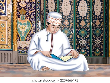 Omani child reading the Qur'an