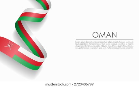 Cinta ondulada de la bandera omaní, que simboliza el orgullo nacional, ideal para temas de diseño patriótico o cultural. Ilustración vectorial.