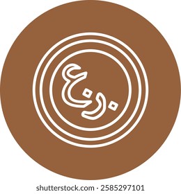 Omani Rial Outline Circle Style Icon Design