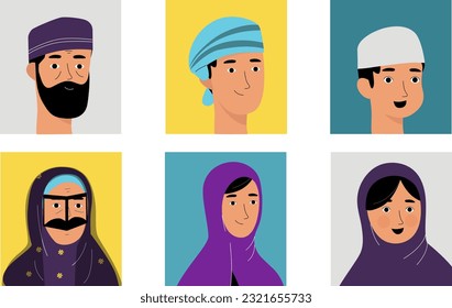 Omani_Arab Family Portrait illustration in flat vector design 