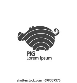 Omate simple pig logo. isolated on white background