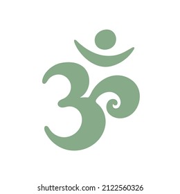 Om,Aum,symbol of Hinduism.Calligraphy,simple icon,logo of sacred sound,primordial mantra,word of power,pictogram.Calligraphy.Hand-drawn sign of yoga,meditation,sacredness,spirituality.Isolated.Vector