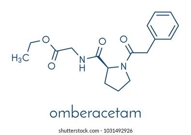 Omberacetam nootropic drug molecule. Skeletal formula.