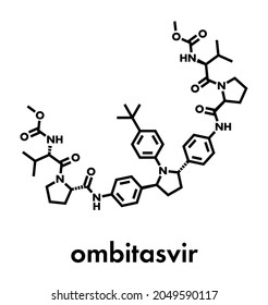 Ombitasvir hepatitis C virus (HCV) drug molecule. Inhibitor of nonstructural protein 5A (NS5A). Skeletal formula. svg