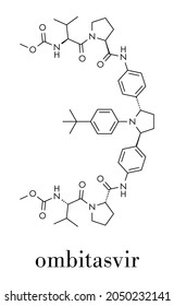 Ombitasvir hepatitis C virus (HCV) drug molecule. Inhibitor of nonstructural protein 5A (NS5A). Skeletal formula. svg