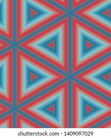Ombre gradient kaleidoscope seamless repeat vector pattern. Red and blue.