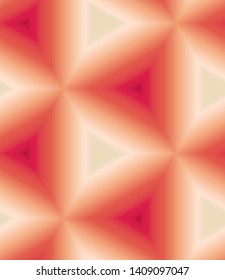 Ombre gradient kaleidoscope seamless repeat vector pattern. Red, orange, and cream.