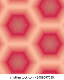 Ombre gradient kaleidoscope seamless repeat vector pattern. Red and peach.