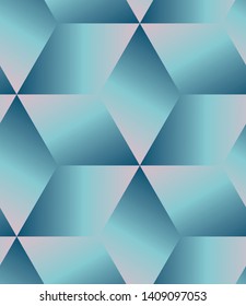 Ombre gradient kaleidoscope seamless repeat vector pattern. Blue and gray.