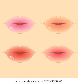 Ombre lips in korean style and gradient effect  Vector set