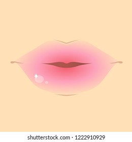 Ombre lips in korean style and gradient effect  Vector illustration