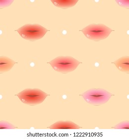 Ombre lips in korean style and gradient effect  Seamless vector pattern