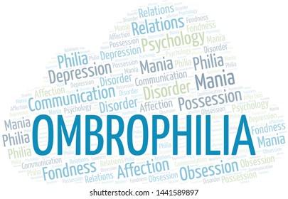 Ombrophilia word cloud. Type of Philia.