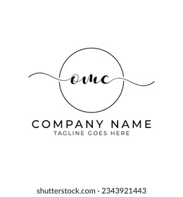 OMC or omc letter mark abstract calligraphy vector logo design