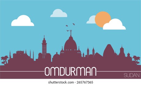 Omdurman city Sudan skyline silhouette flat design vector illustration