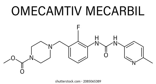 Omecamtiv mecarbil heart failure drug molecule. Skeletal formula.