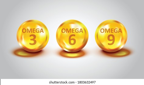 Omega 3, 6, 9 Icon In Flat Style. Pill Capsule Vector Illustration On White Isolated Background. Organic Vitamin Nutrient Oil Fish Business Concept.