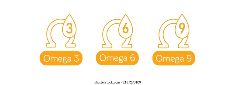 omega 3, omega 6, omega 9 icons vector illustration 