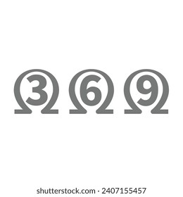 Iconos vectoriales Omega 3, 6 y 9. Conjunto de iconos de glifo simple.