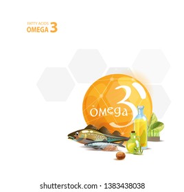 Omega 3. Basics of healthy nutrition. Polyunsaturated fatty acids in foods high in Omega 3. Natural organic food