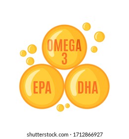 Omega 3 capsules icon in flat style isolated on white background. Vector illustration.