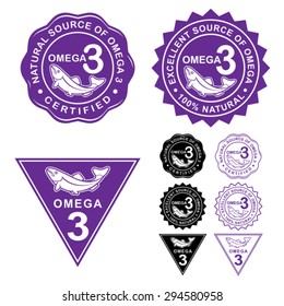 Omega 3 Certified Seals Icons Set