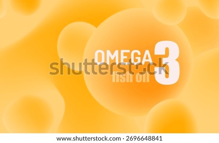 Omega 3 fats abstract vector concept. Coated fish oil pills banner template. Packaging layout. 3d colorful background. Big liquid morphing blob. Simple organic shapes modern design. Many flowing forms