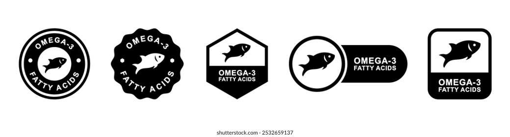 Omega-3-Fettsäuren - Vektorzeichen für die Produkt- und Ergänzungskennzeichnung.