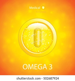 Omega 3 glossy brochure.Science concept - vector illustration 