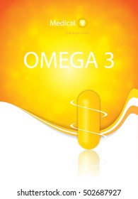 Omega 3 glossy brochure.Science concept - vector illustration 