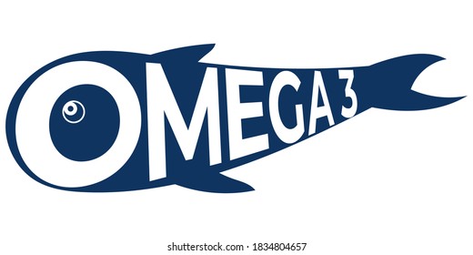 omega 3 icon. fish silhouette illustration. modern abstract design for vitamins, dietary supplements, packaging, paper, card. vector