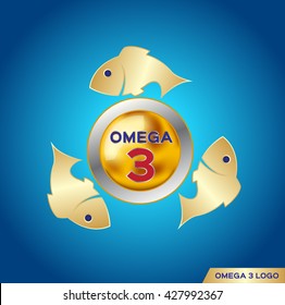 omega 3 icon and logo , vector . and vitamin gold set