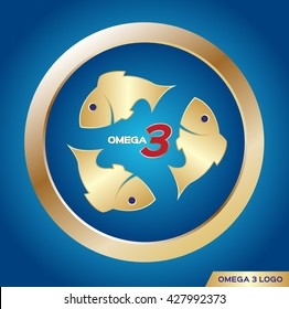 omega 3 icon and logo , vector . vitamin gold set