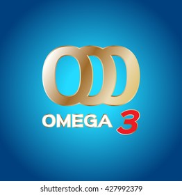 omega 3 icon and logo , vector . vitamin gold set