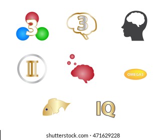 omega 3 icon and logo , vector . and vitamin all set