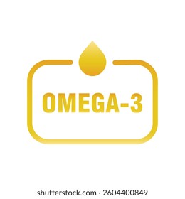 Omega 3 icon with oil drop. Logo vector design illustration on white background. 