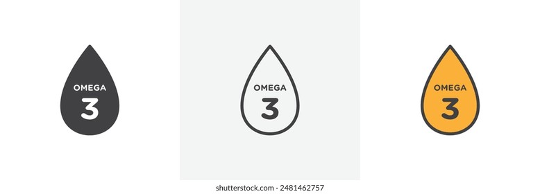 Colección de ícono Omega 3 sobre fondo blanco.