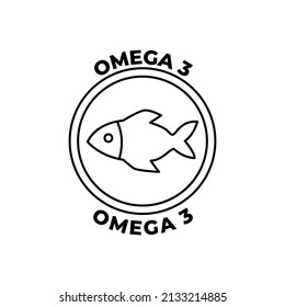 omega 3 label icon in black line style icon, style isolated on white background