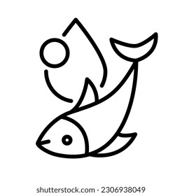 Omega 3 Line Icon Fish Oil Supplement Logo design Emblem. Vector illustration. Healthy diet ingredient