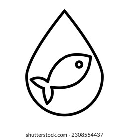 Omega 3 Line Icon Fish Oil Supplement Logo design Emblem. Vector illustration. Healthy diet ingredient